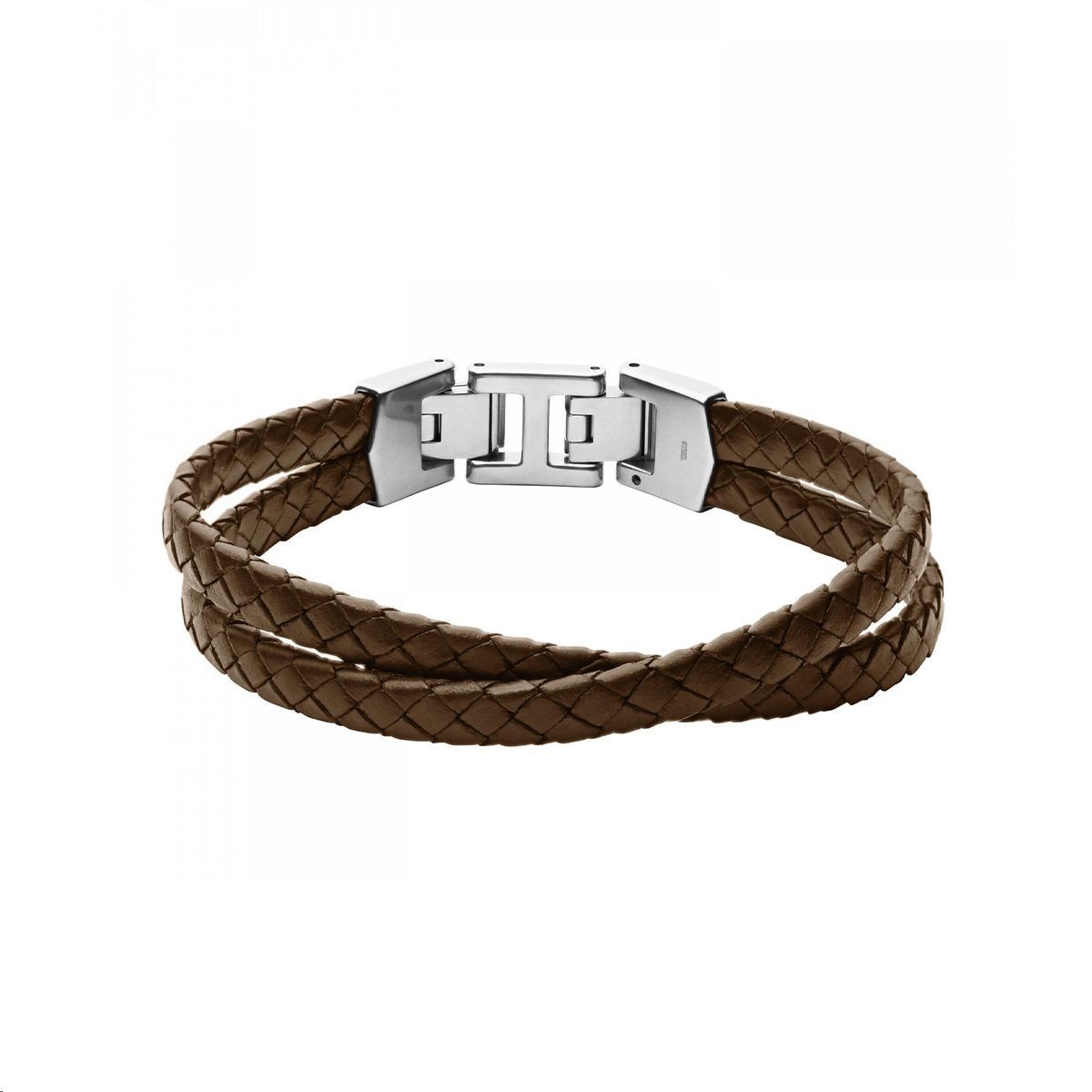 Bracelet Leather Essentials Cuir Marron FOSSIL JF03685040