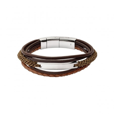 FOSSIL Bracelet Vintage Cuir marron Acier JF02703040