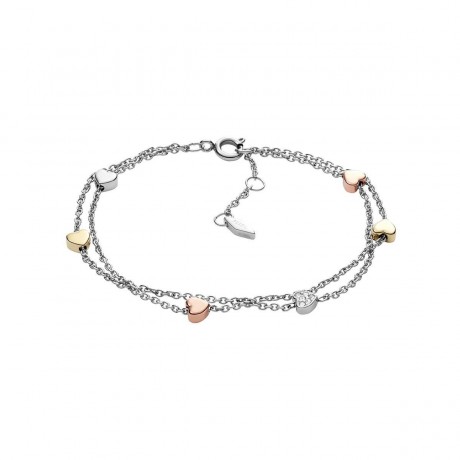 FOSSIL Bracelet chaîne coeur Acier tricolore JF02854998