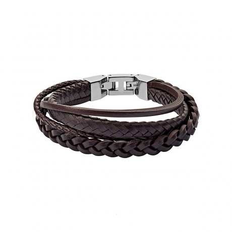 FOSSIL Bracelet Cuir brun Acier JF03190040