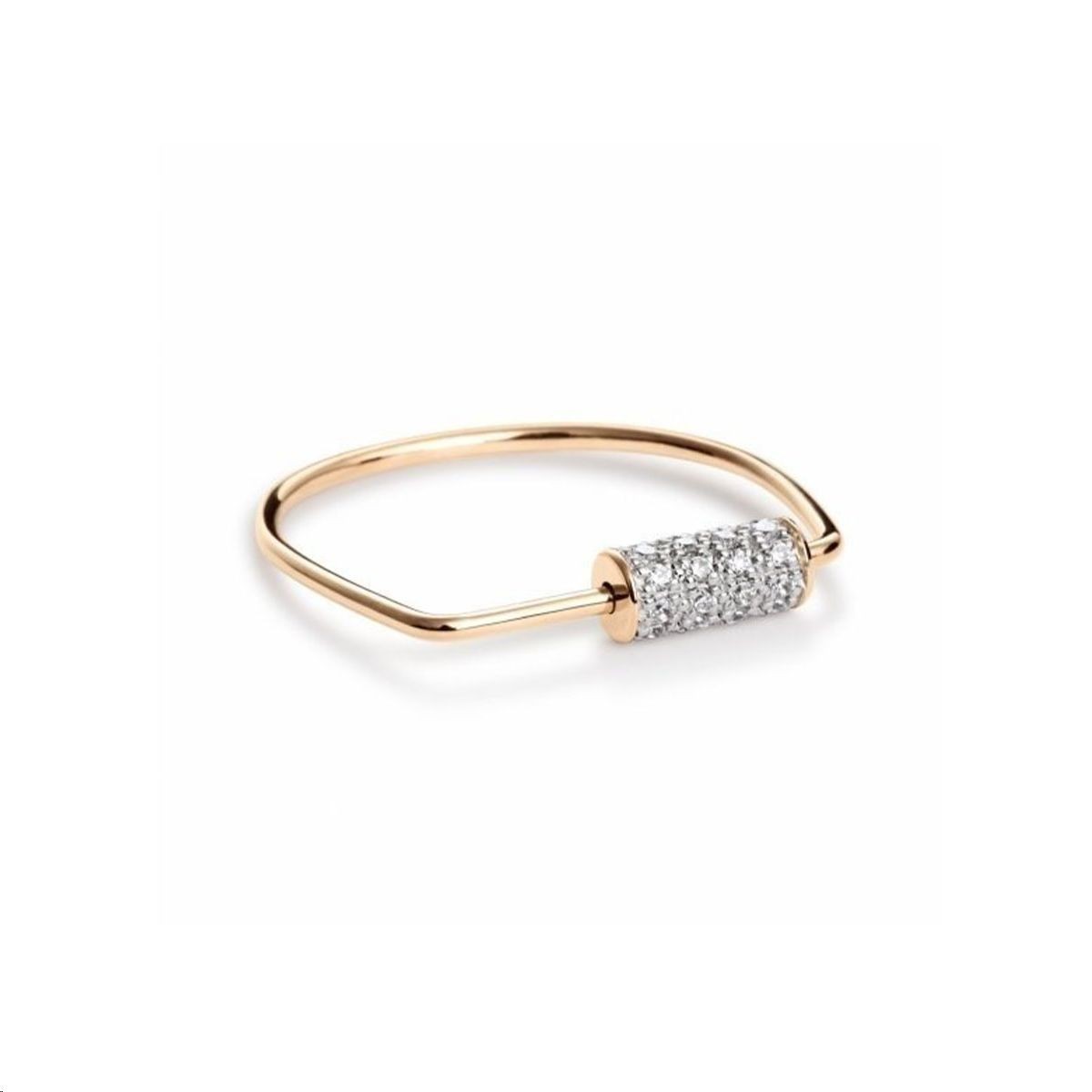 GINETTE NY Bague Mini Straw Diamant Or rose RSTD