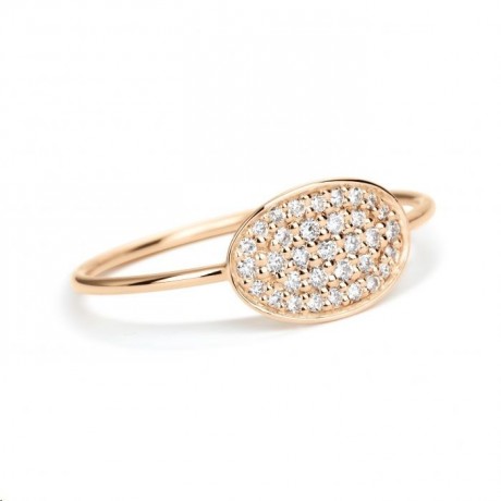 GINETTE NY Bague Mini Sequin Or rose Diamants RSQD03