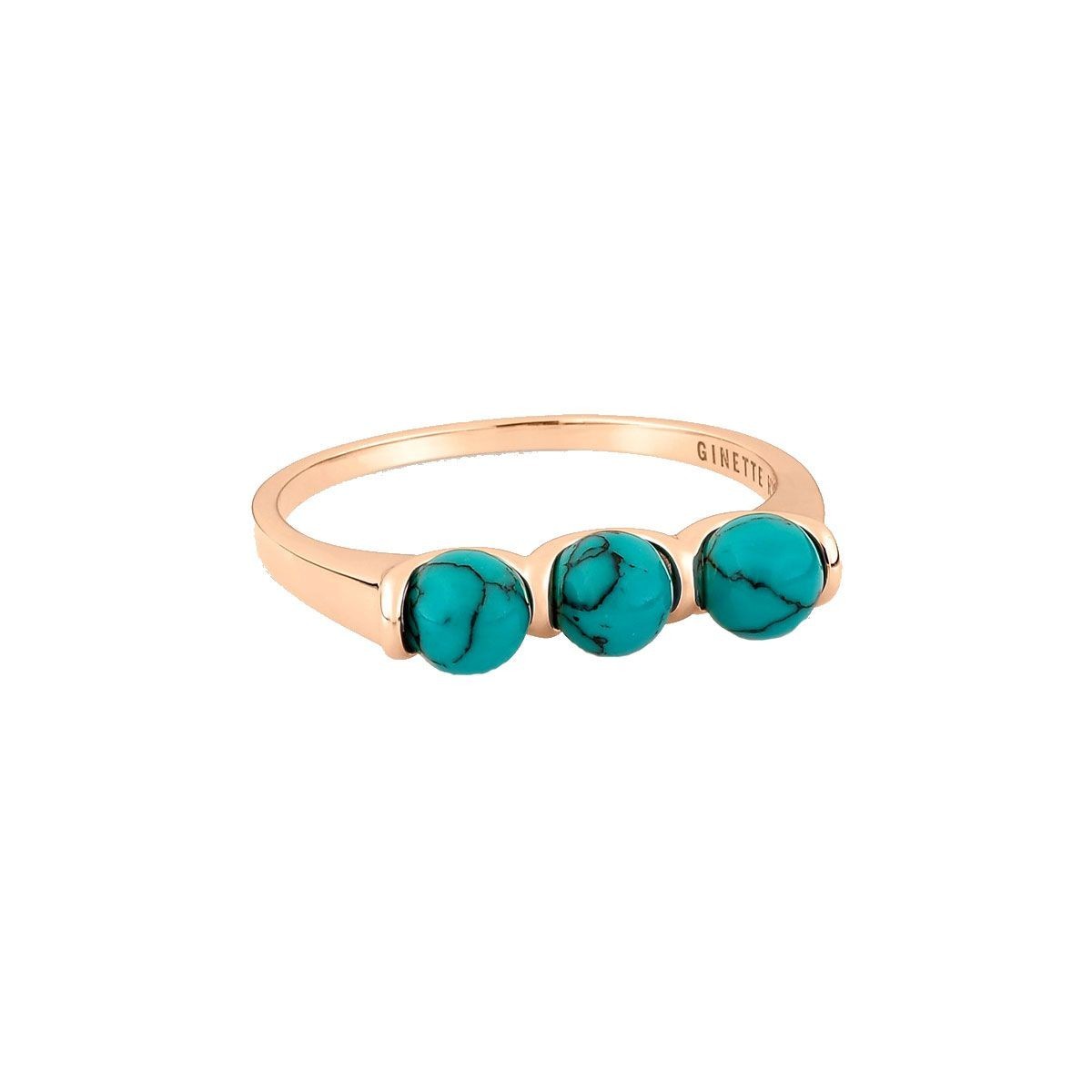 GINETTE NY Bague Maria 3 Or rose Turquoise RMA02T