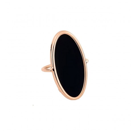 GINETTE NY Bague Ellipse Onyx Or rose RELO2