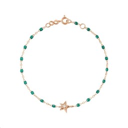 Bracelet Pirate Etoile Diamant Or rose Résine turquoise