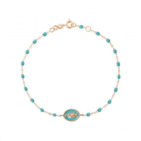 GIGI CLOZEAU Bracelet Madone Or rose Résine turquoise vert B3VI004R3417
