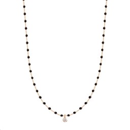 Collier Mini Gigi Or rose Résine noire Diamant