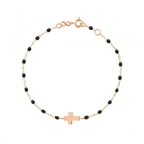 GIGI CLOZEAU Bracelet Croix Or rose Résine noire B3CO001R2017