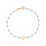 GIGI CLOZEAU Bracelet Croix Or rose Résine turquoise B3CO001R3417