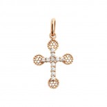 Pendentif Petite Croix Dentelle Or rose Diamants