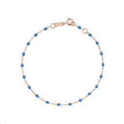 Bracelet Classique Gigi Or rose Perles de résine bleues fluo