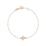 GIGI CLOZEAU Bracelet Croix diamants Or rose résine blanche B3CO010R0117DI