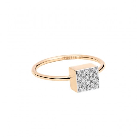 GINETTE NY Bague Ever Square Or rose Diamants REVD2