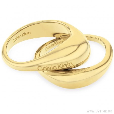 Calvin Klein Double Bagues Elongated Drops Acier doré 35000448C