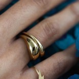 Calvin Klein Double Bagues Elongated Drops Acier doré 35000448C