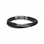FOSSIL Bracelet Vintage Casual Cuir noir Acier JF03185793