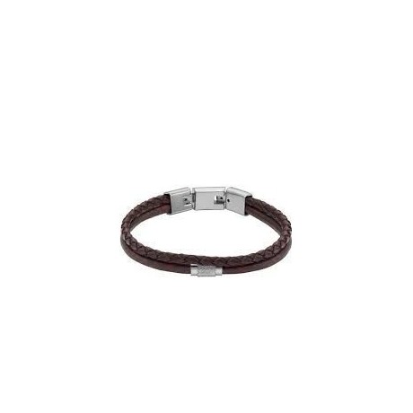 FOSSIL Bracelet All Stacked Up Acier cuir marron JF04702040
