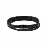 FOSSIL Bracelet Vintage Casual Cuir noir Acier noir JF03098001