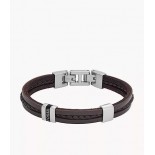 FOSSIL Bracelet Leather Essentials Acier cuir brun JF04133040