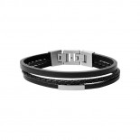 FOSSIL Bracelet Cuir noir Acier JF03322040