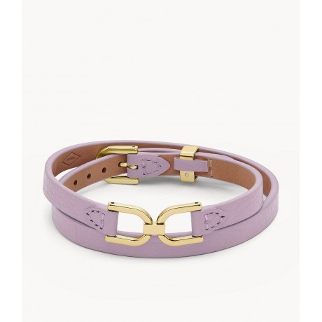 FOSSIL Bracelet Heritage D-Link Acier doré cuir lavande JF04435710