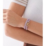 FOSSIL Bracelet Heritage D-Link Acier doré cuir lavande JF04435710