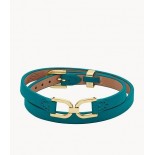 FOSSIL Bracelet Heritage D-Link Acier doré cuir bleu fumé JF04438710