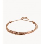 FOSSIL Bracelet All Stacked Up Acier rosé cuir brun JF04472791