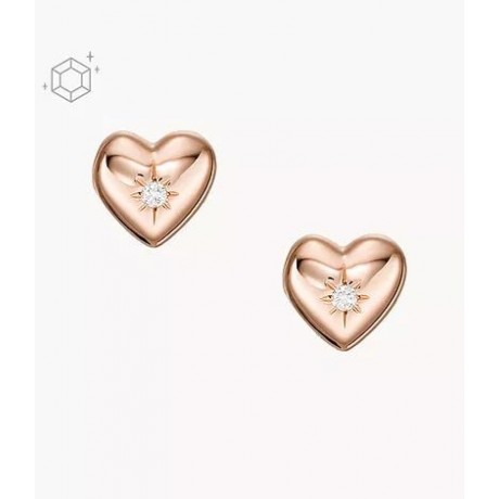 FOSSIL Boucles d'oreilles True Love Acier rosé Diamant de synthèse JFS00609791