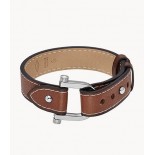 FOSSIL Bracelet Heritage D-Link Acier cuir brun JF04397040