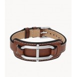 FOSSIL Bracelet Heritage D-Link Acier cuir brun JF04398040