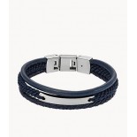 FOSSIL Bracelet Drew Acier cuir bleu nuit JF04403040