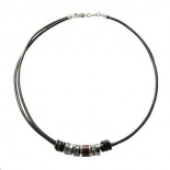 FOSSIL Collier Cuir Noir JF84068040
