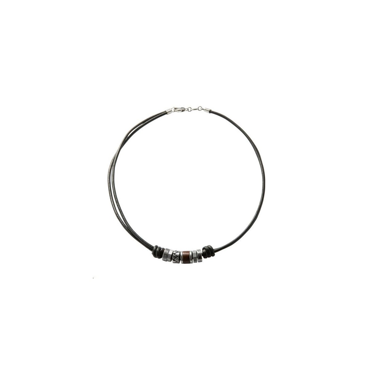 FOSSIL Collier Cuir Noir JF84068040