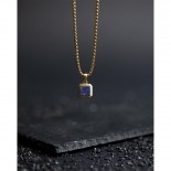 Collier Meraki Gold Blue Lapis Lazuli Titane