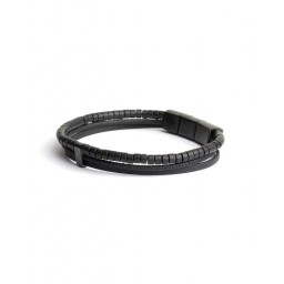 Bracelet Triplux Black Agate 2 mm