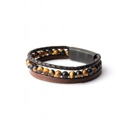 Bracelet Triple Brown Oeil de Tigre 6 mm