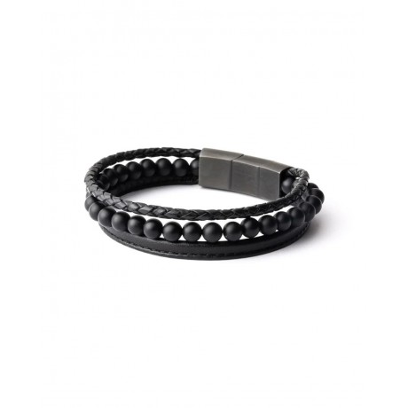 GEMINI (ICE WATCH) Bracelet Triple Black Agate 6 mm TR1