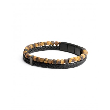 GEMINI (ICE WATCH) Bracelet Double Tiger Oeil de Tigre 4 mm O35