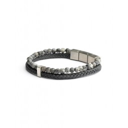 Bracelet Double Grey Larvikite 4 mm