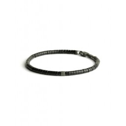 Bracelet Sphera Mat Black Agate Titane 2 mm