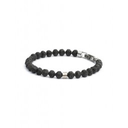 Bracelet Hexa Black Lava Pierre de Lave Titane 6 mm