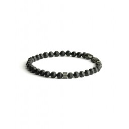 Bracelet Hexa Mat Black Agate Titane 6 mm