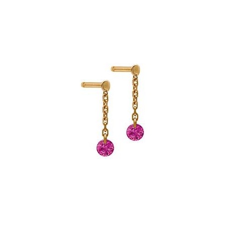 Mini pendants d'oreilles Confetti Or rose Rubis