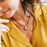 UNA STORIA Collier Cordon Huilé Noir 42 cm CORCONO