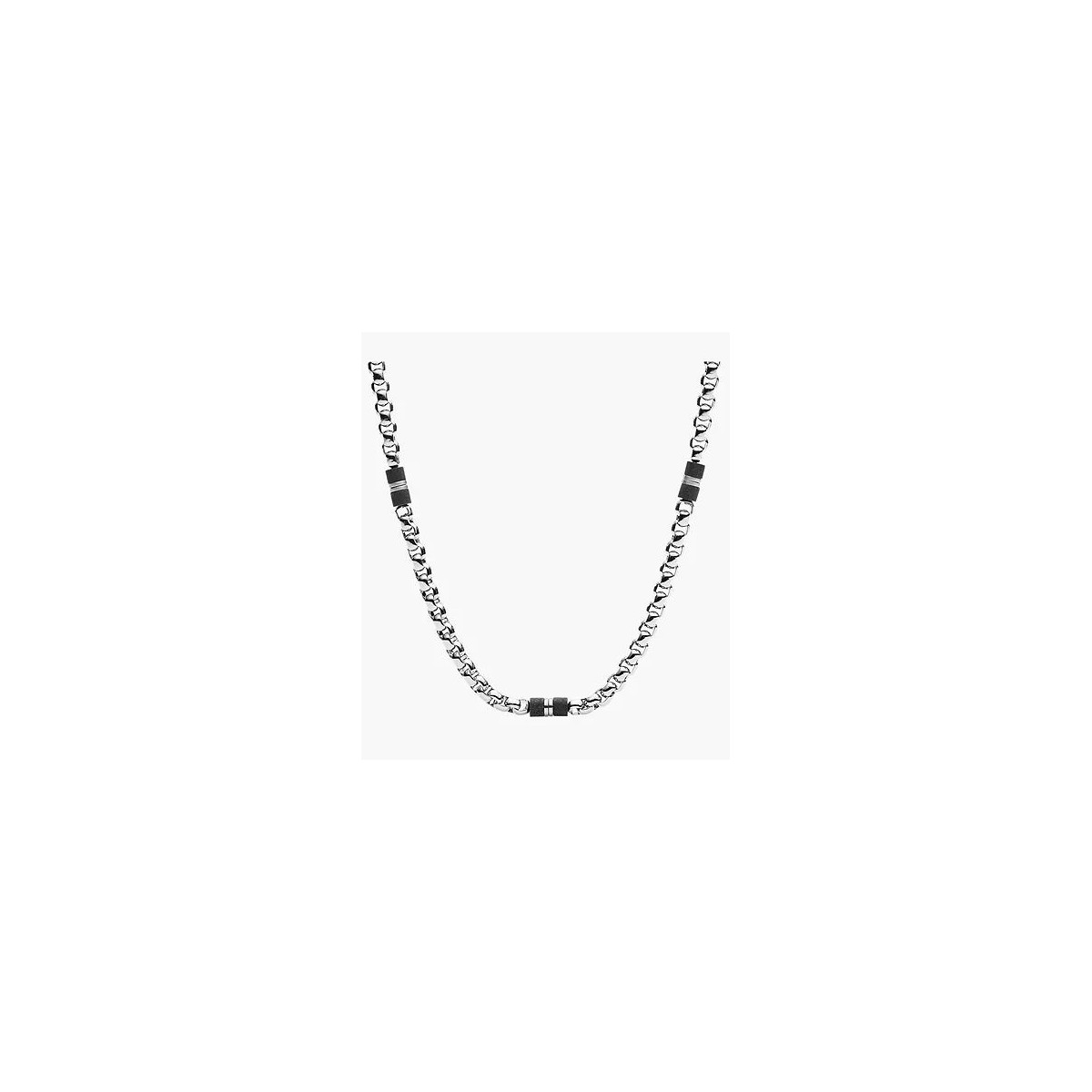 FOSSIL Collier orné de perles en marbre noir et Acier JF03314040