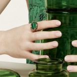 GINETTE NY Bague Disc Ring Or rose Malachite REVM