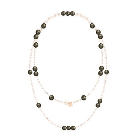 GINETTE NY Sautoir Georgia Or rose Obsidienne SGEGO