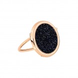 GINETTE NY Bague Disc Ring Or rose Pierre de sable bleu RAJNBD