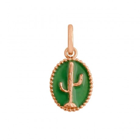 Pendentif Cactus Or rose Résine prairie